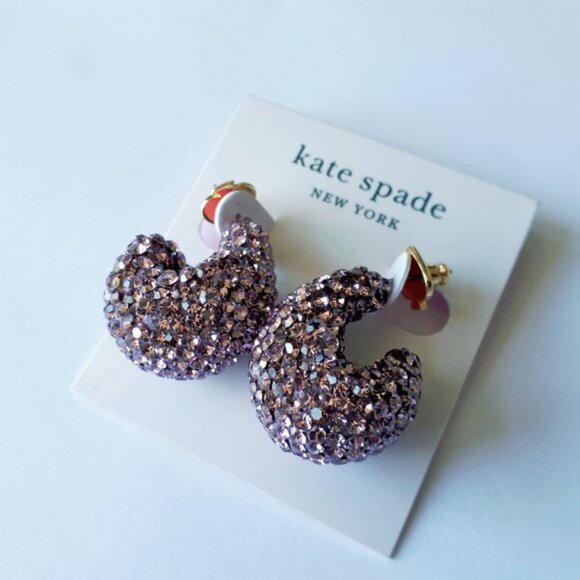 NWT Kate Spade adore ables amethyst pavé bejewelled earrings - Picture 6 of 8